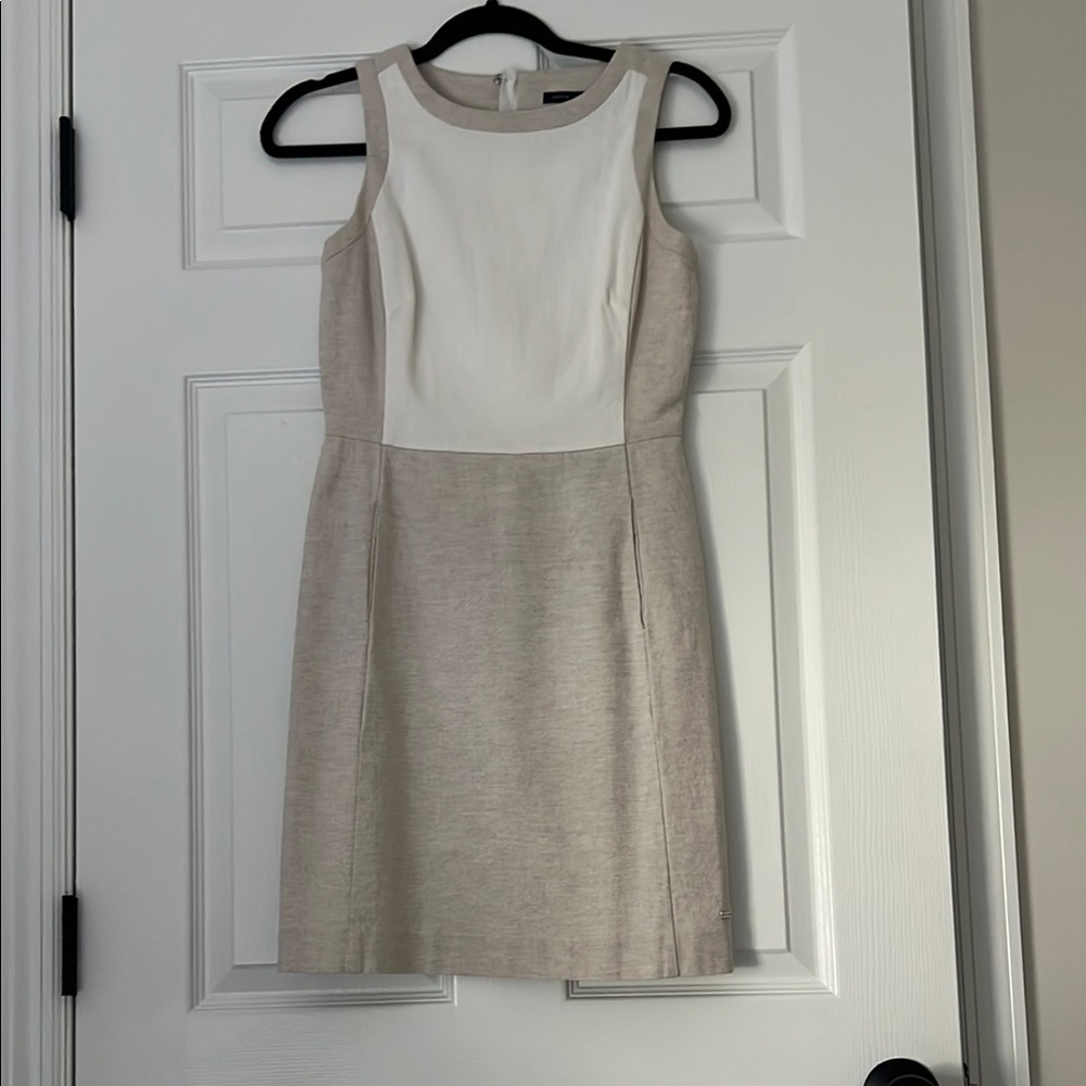 Tommy Hilfiger Cream and Gold Halter Sheath Dress